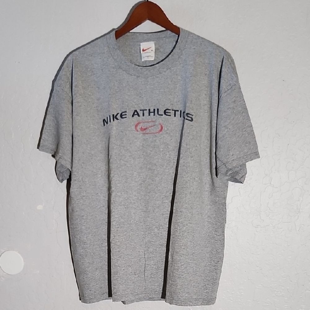 Vintage NIKE .Athletics Graphic T Shirt Grey XL - Picture 4 of 8